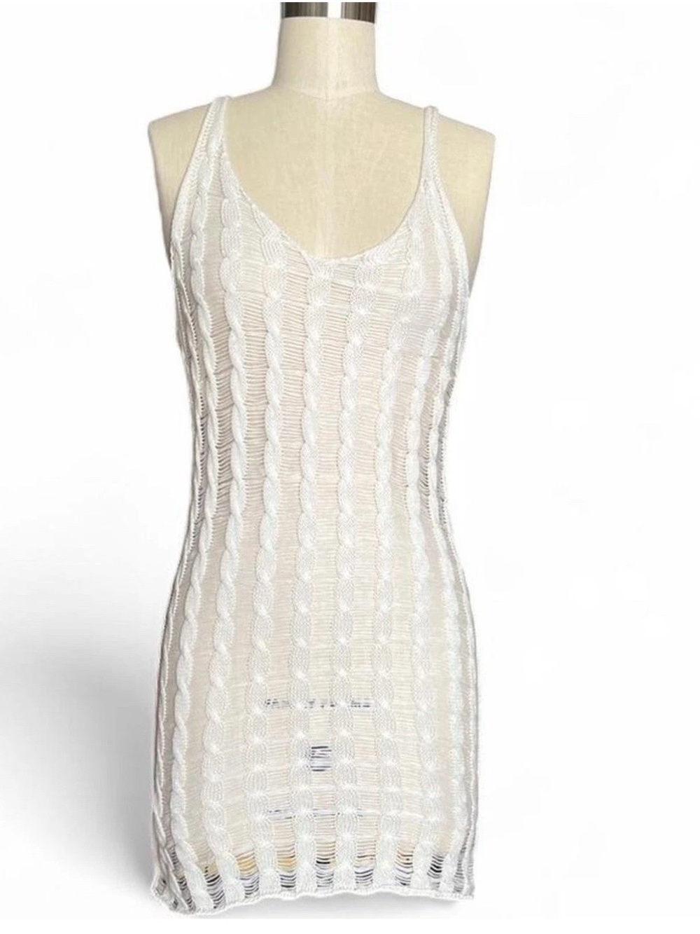 Women’s White Crochet Swim Coverup Dress